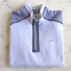 NWOT. Calvin Klein Highneck Long Sleeve Fleece Jacket w/Logo/Patchwork/Zip.